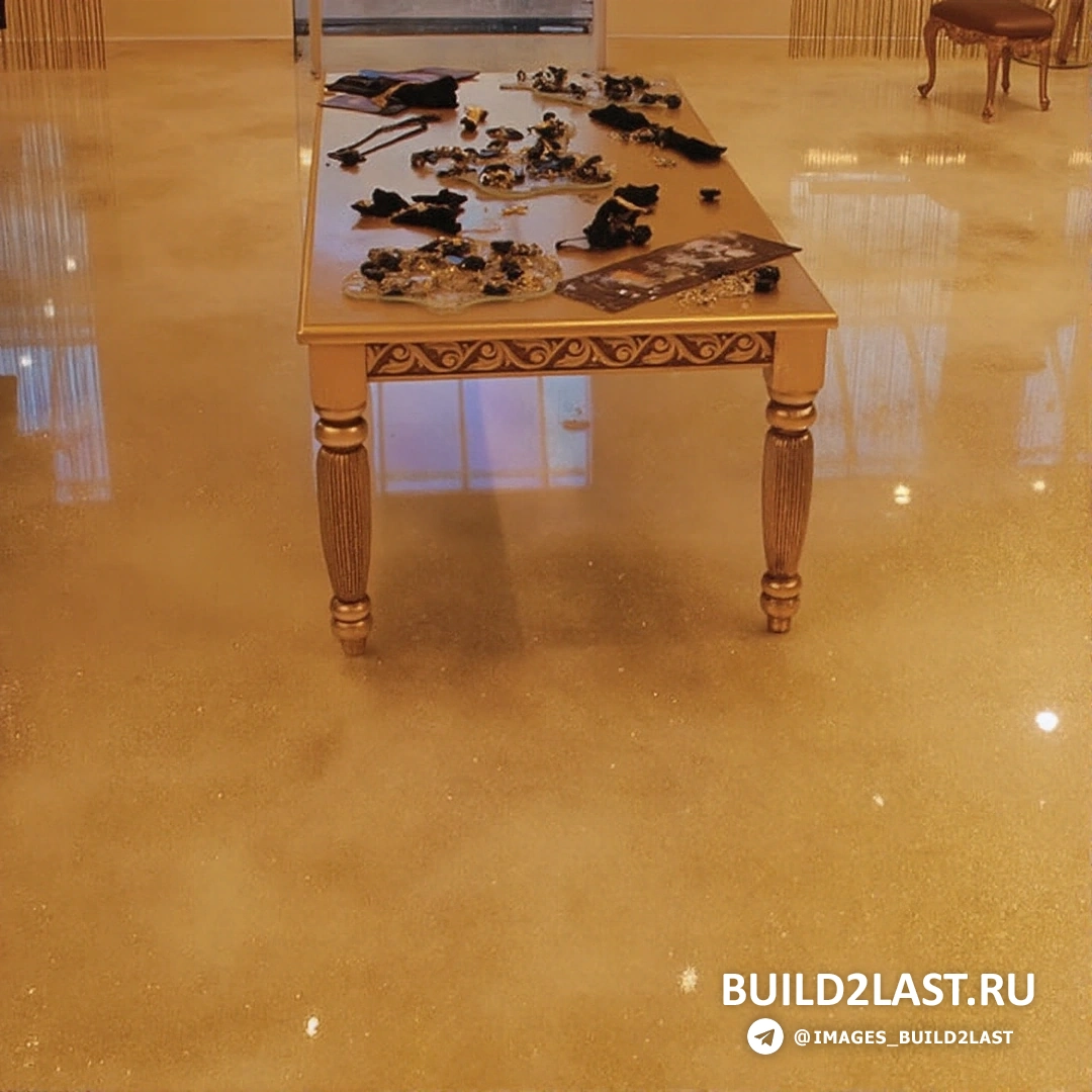 Гостиная с наливными полами, диваном и пуфом, выполненная в серых и нейтральных тонах, в стиле минимализм