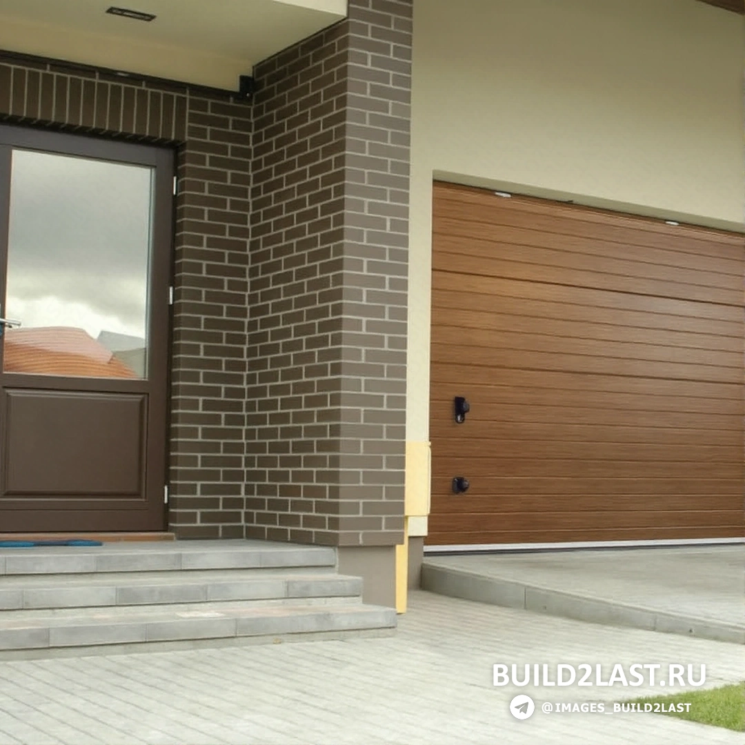 Коричневые и бежевые ворота для гаража