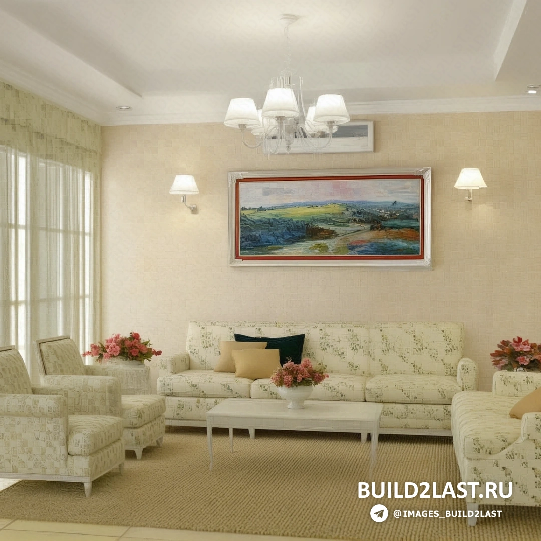 Кухня в стиле Прованс с деревянными шкафами, открытыми полками и провансальскими аксессуарами