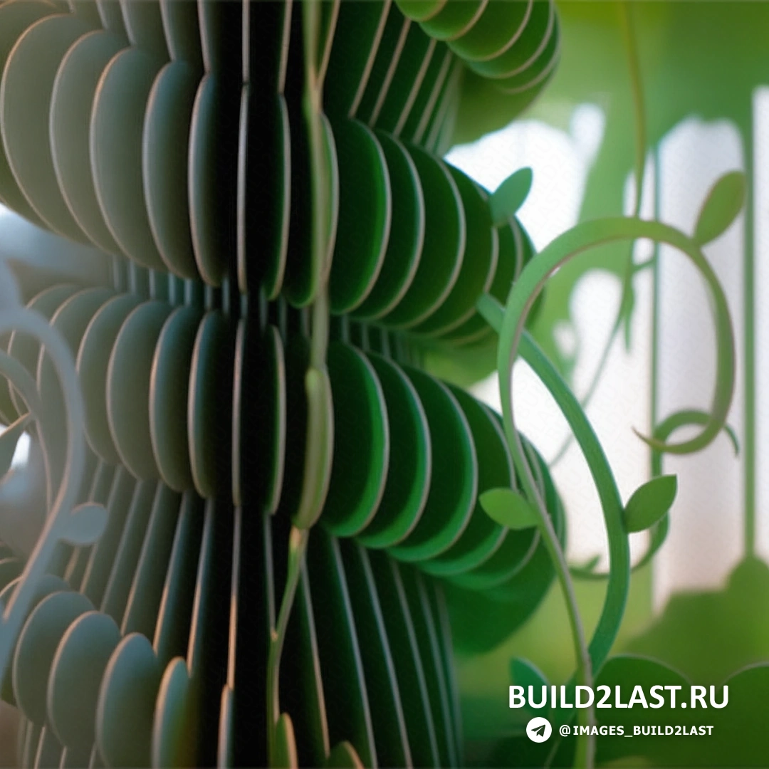 Многоуровневая сцена с изображением архитектурных объектов, представленных в трехмерной форме