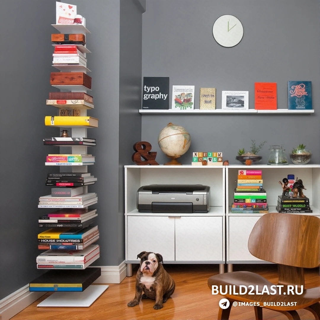 Необычная книжная полка в виде дерева с ветвями, на которых расположены книги