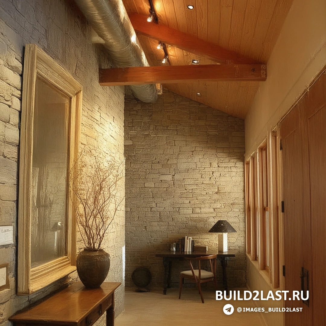 Ресторан с кирпичной стеной и стильными деревянными элементами в декоре.
