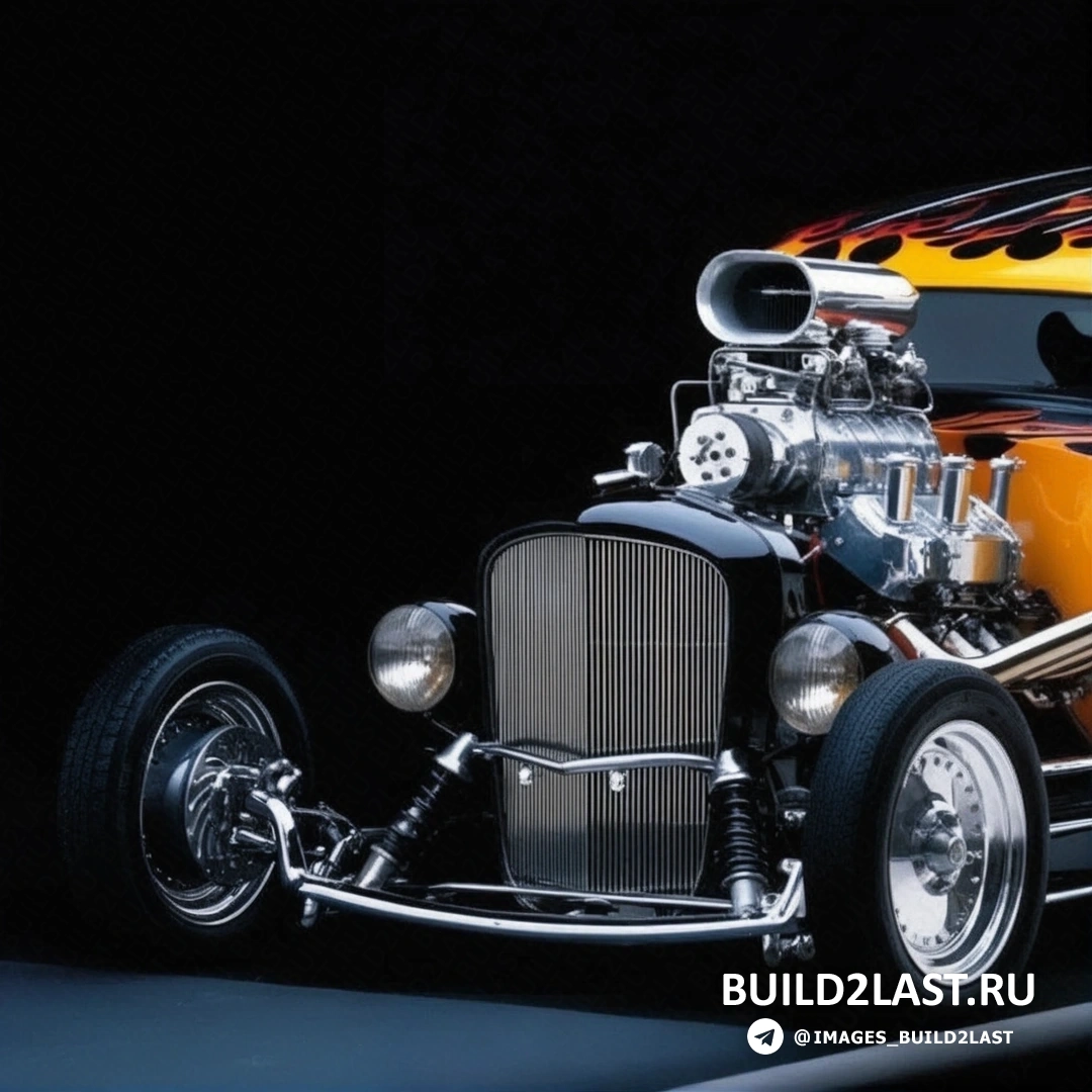 Ретро автомобиль с тюнингованным двигателем и спортивной выхлопной системой