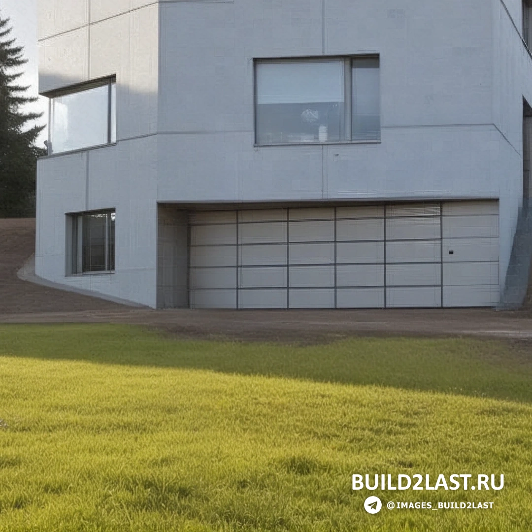 Современный бетонный дом с плоской крышей и панорамными окнами