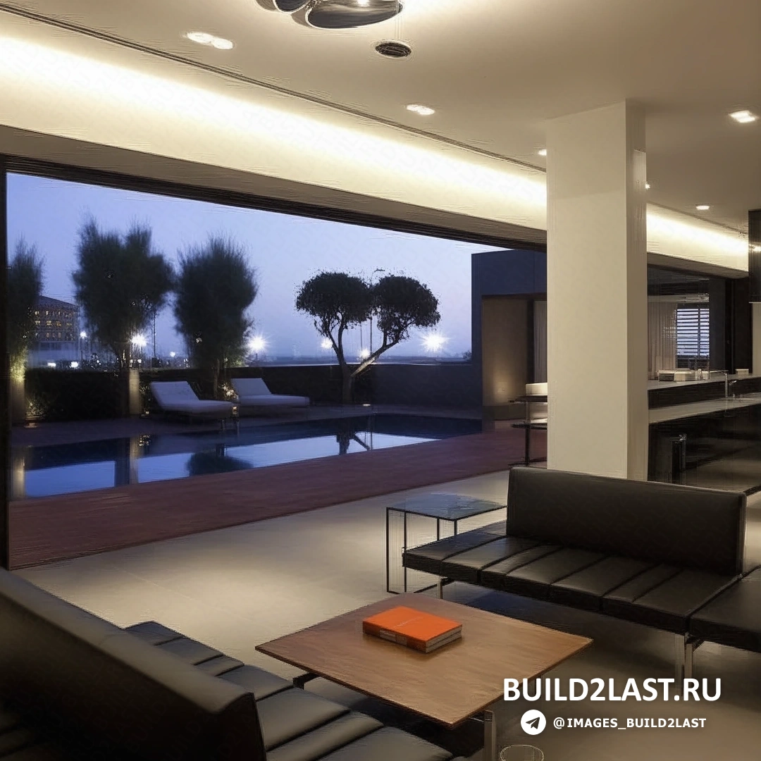 Спальня с панорамным окном и нейтральными тонами в отделке