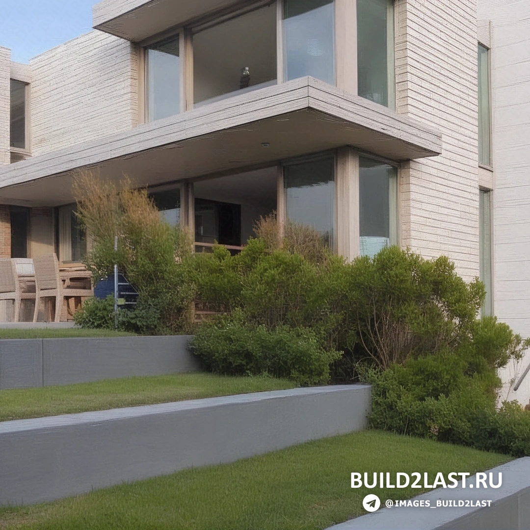 Вид фасада дома с центральным входом и большими окнами