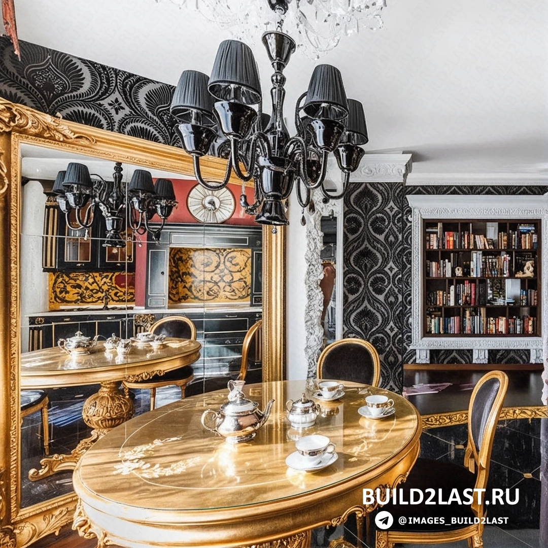 Золотые картины и рамы, создающие акценты в интерьере коридора